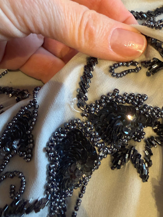 Stunning 1990s Silk Evening Gown With Art Nouveau Glass Beading / SM