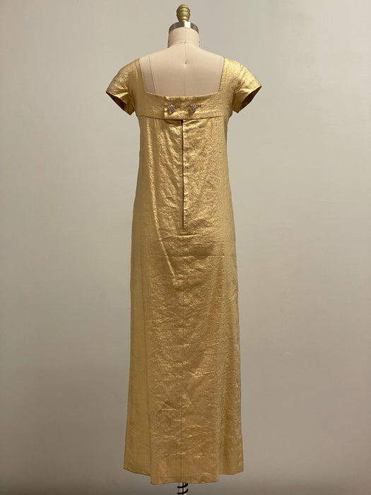 Stunning 1960's Audrey Hepburn Style Gold Empire Evening Gown / XS