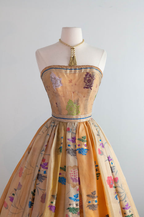 Extraordinary 1950’s Pauline Lake for the Royal Hawaiian Hotel Strapless Evening Dress / Small