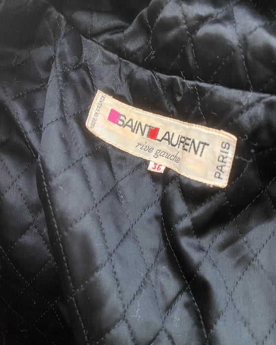 Iconic 1970's Yves Saint Laurent Rive Gauche Cabernet Velvet Toggle Coat / ML