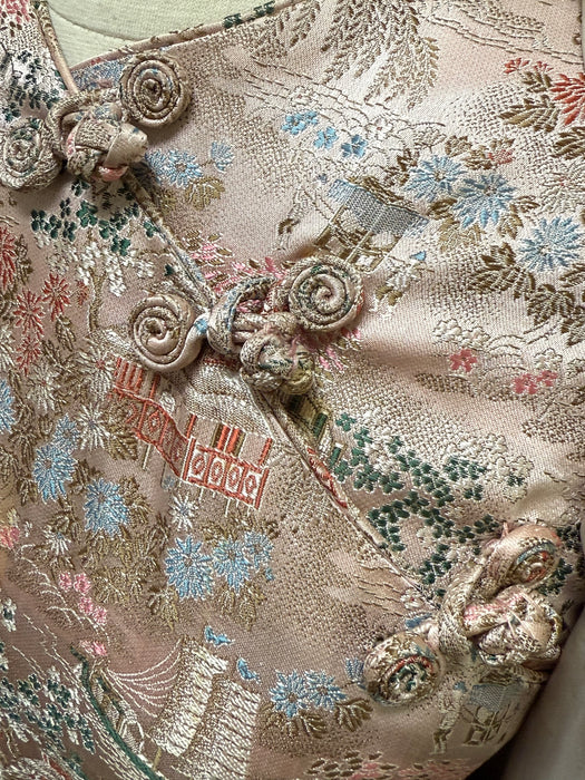 Vintage 1960's Peony Pink Cheongsam Shift Dress by Maggie Stover / M