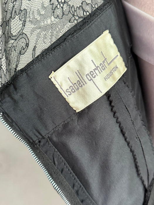 Exquisite 1950's Black Imported Lace Demi Couture Cocktail Dress / SM