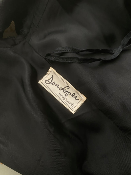 Gorgeous 1950's Don Loper Black Silk Hourglass Silhouette Cocktail Dress / SM