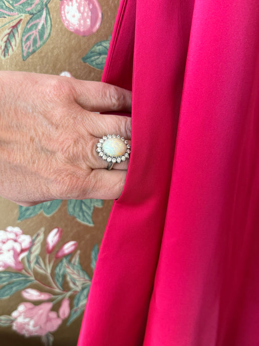 Fabulous Late 1950's Camellia Pink Cocktail Dress & Matching Swing Coat / XS