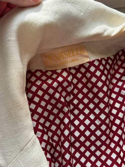 FAB 1960's Mamselle By Betty Carol Coat In Cranberry Linen / SM