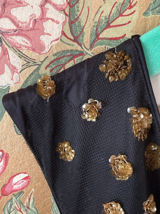 Rare Early Ceil Chapman 1940's Evening Dress With Gold Sequins As Is / S