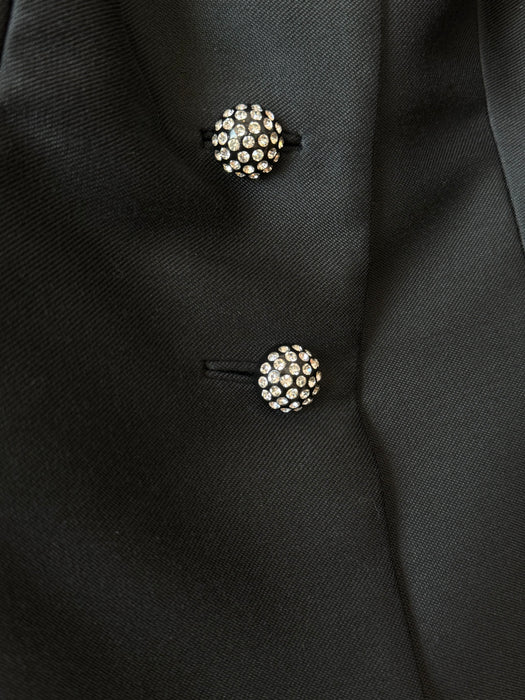 Chic 1960's Black Shantung Silk Dress & Jacket Set With Cape Back / ML