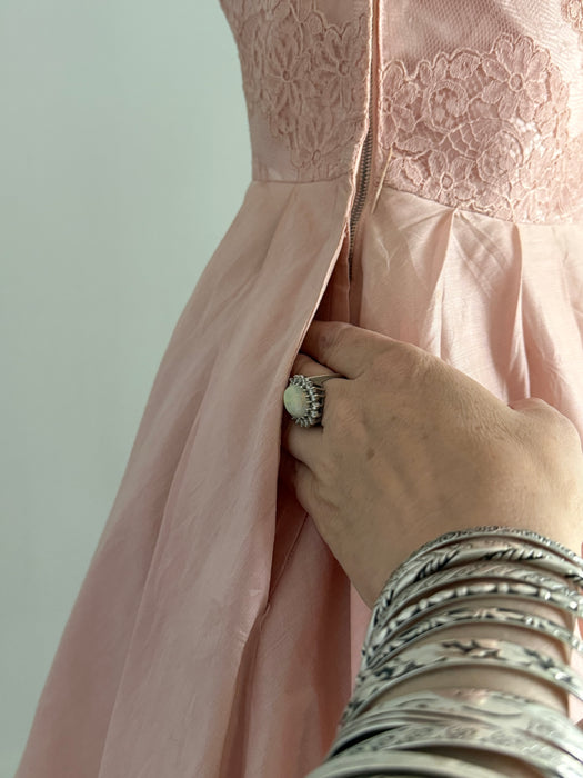 Beautiful 1950's Ballet Pink Strapless Party Dress By Bess Myerson For Nat Lynn / XS