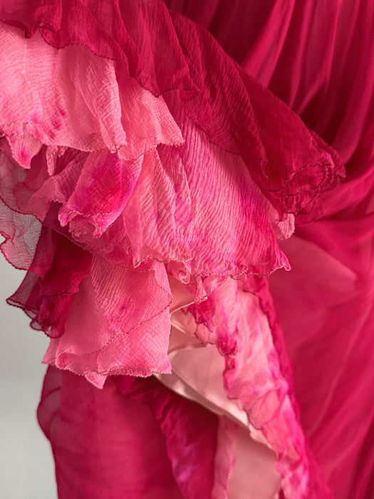 Stunning 1950's Ernest Newman Crimson Silk Couture Cocktail Dress AS-IS / SM