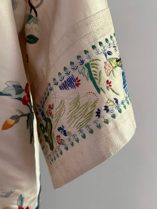 Exquisite Antique Hand Embroidered Silk Chinese Robe Circa 1900-1930 / M