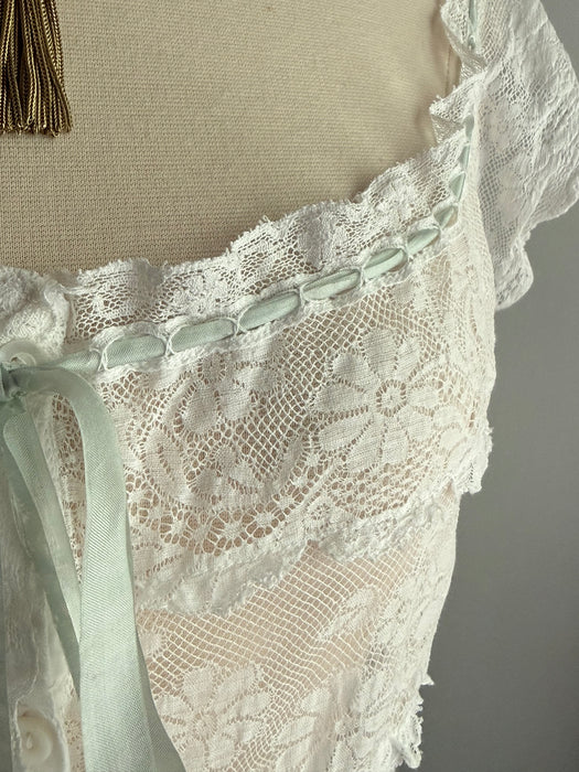 Romantic Circa 1905-1910 Edwardian White Cotton Lawn Lace Lingerie Dress/ SM
