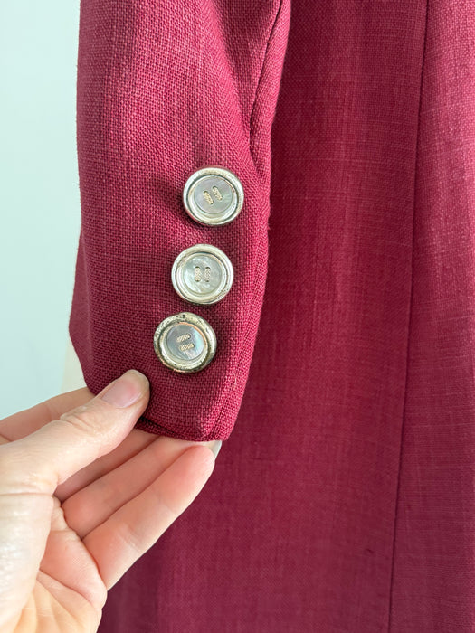 FAB 1960's Mamselle By Betty Carol Coat In Cranberry Linen / SM