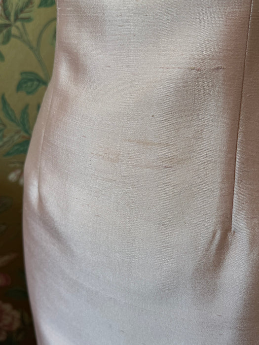 Stunning 1965 Pierre Balmain Peony Pink Shantung Silk Beaded Evening Gown / SM