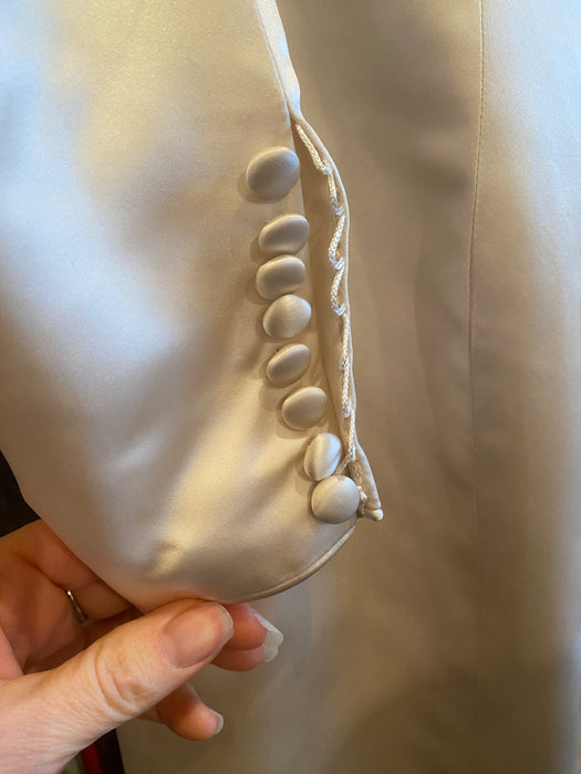 Stunning Couture Ivory Silk Minimalist Wedding Gown / Medium