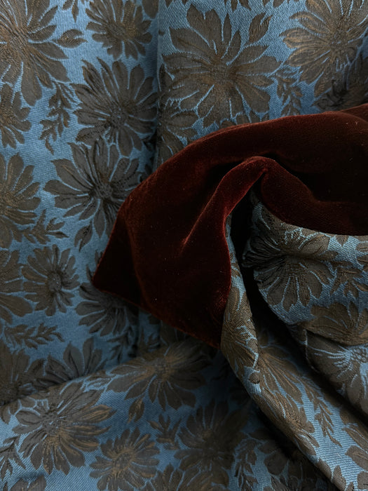 Fabulous Late 1950's Estevez Midnight Blue Brocade Party Dress / S