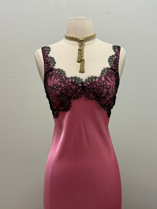 Sexy 1990’s Pink Silk Charmeuse Bias Cut Slip Dress / xs