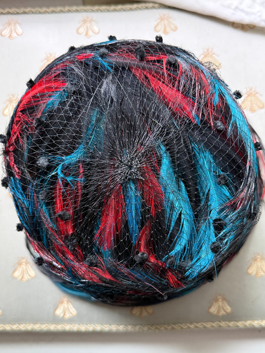 Fabulous 1960's Feathered Cloche By Stuart Original