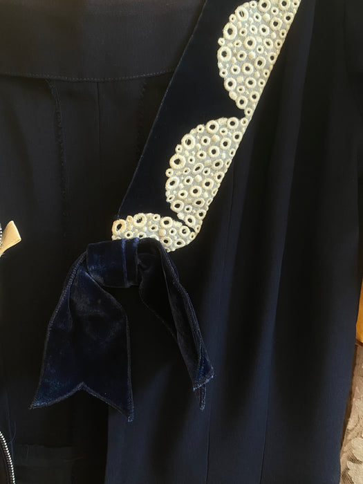 Elegant 1950's Howard Greer Navy Blue Wiggle Dress With Accents / ML Xtabay Vintage Elegant 1950's Howard Greer Navy Blue Wiggle Dress With Accents / ML Xtabay Vintage