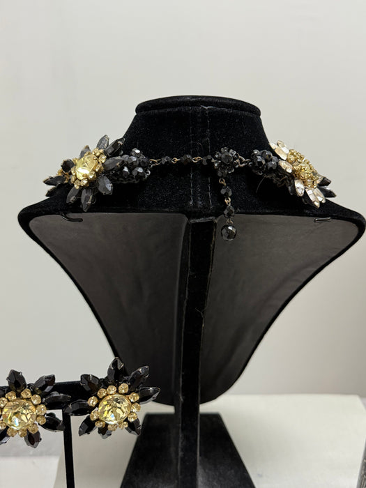 Spectacular 1950's Miriam Haskell Floral Necklace & Earring Set