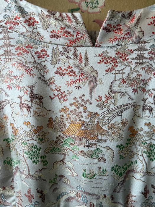 Stunning 1950's Chinese Silk Brocade Cocktail Dress / S