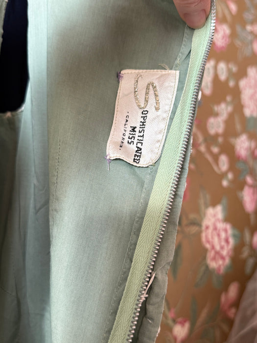 Beautiful Late 1950's Spearmint Green Cotton Eyelet Dress / XS
