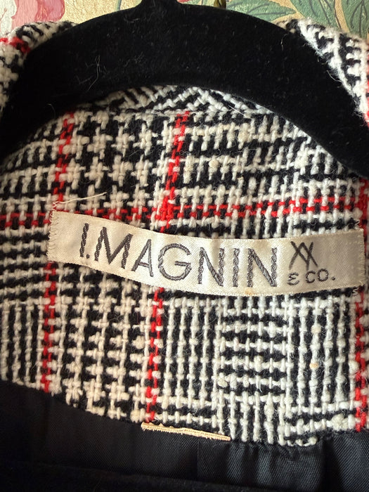 Timeless Chic 1960's I.Magnin Wool Houndstooth Coat / SM