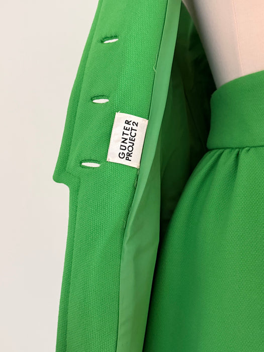 FAB 1960's MOD Lime Green Wool Two Piece Set By Gunter Project / SM