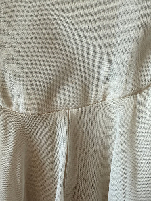 Haunting Late 1940's Ivory Chiffon Evening Gown / XS- S