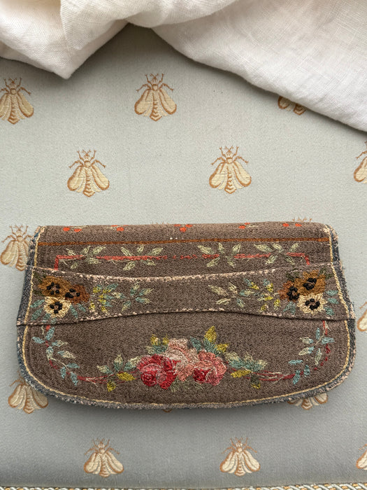 🪞Antique Embroidered Figural Handbag, c. 1895-1910 with Tickets!