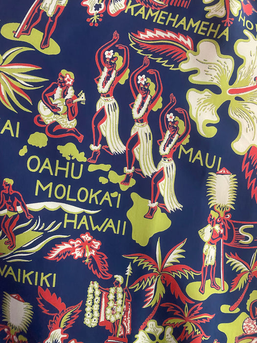 Rare 1940's Hawaiian Muu Muu With Iconic Aloha Novelty Print / OSFM