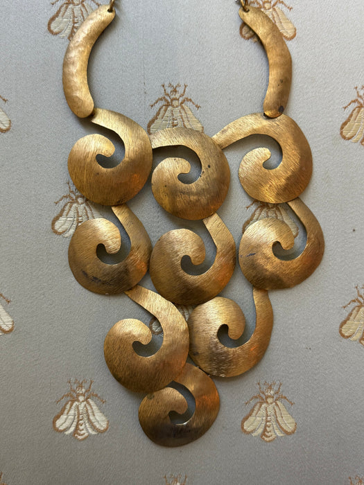 Fabulous 1970's Modernest Gold Tone Statement Necklace