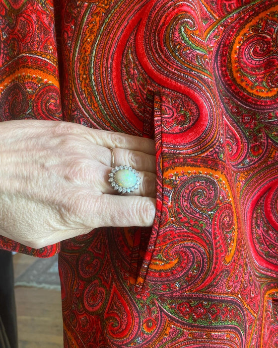 Fabulous Psychedelic Paisley Print Swing Coat By Marguerite Rubel / ML