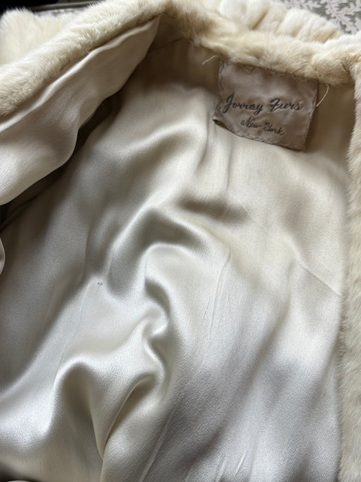 Rare 1930's Ivory Ermine Fur Swing Coat With Dramatic Balloon Sleeves / M