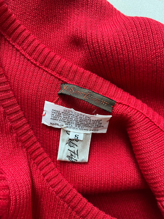 Vintage 1970’s NOS Cherry Ribbed Knit Tank by Yves Saint Laurent / S