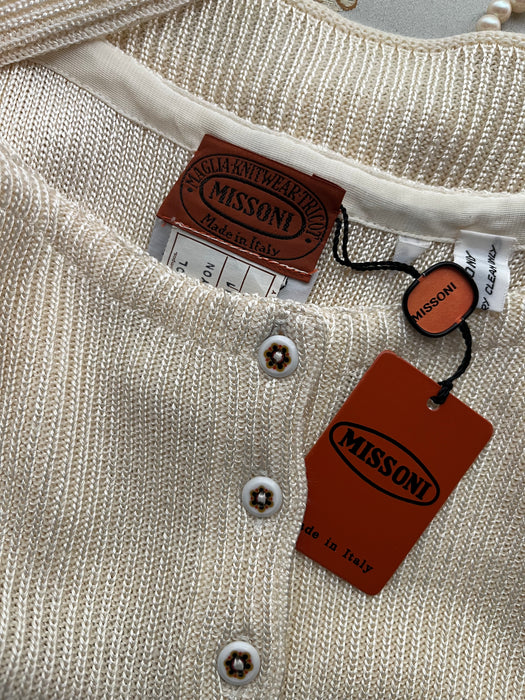 Vintage 1970's NOS Ivory Knit Tank Top by MISSONI / S