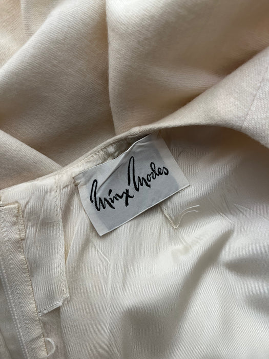 Vintage 1960's Ivory Wool Jersey Shift with Gold Brocade Florals by Minx Modes / XS