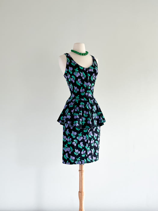 Amazing 1980's Diane Von Furstenberg Berry Print Jersey Dress / Sz M