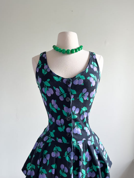 Amazing 1980's Diane Von Furstenberg Berry Print Jersey Dress / Sz M