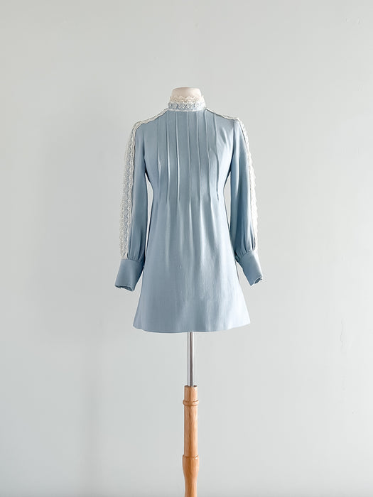 Cutest 1960's Baby Blue Mod Mini Dress / Sz S