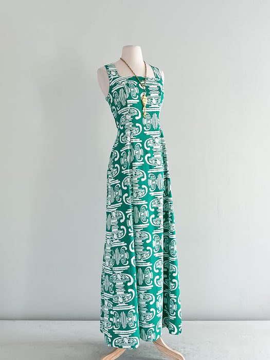 Insane Deadstock 1960's Marketta Abstract Print Maxi Dress / Sz M