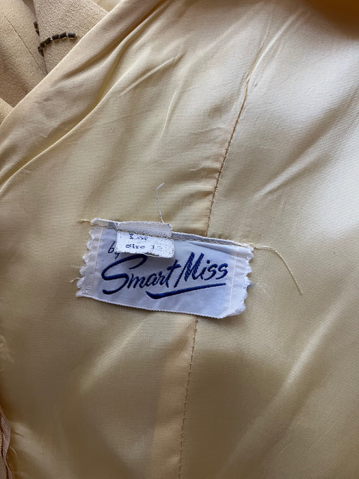Vintage 1960's Butter Yellow Beaded Cocktail Dress by Smart Miss / S