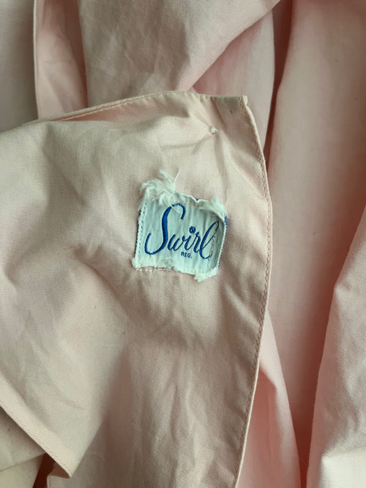 Vintage 1950's Soft Pink Embroidered Wrap Dress by Swirl / S
