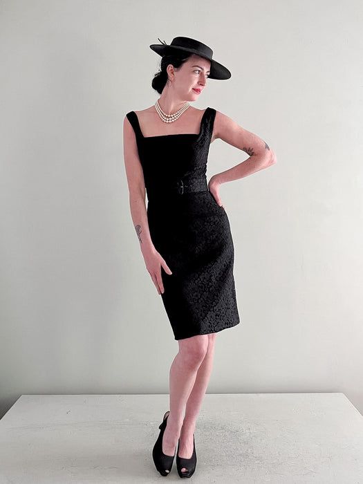 Sophisticated 1950's Black Lace Two Piece Set / Sz XS