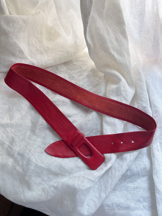 Coolest 1980's Anne Klein Red Leather Belt / M/L