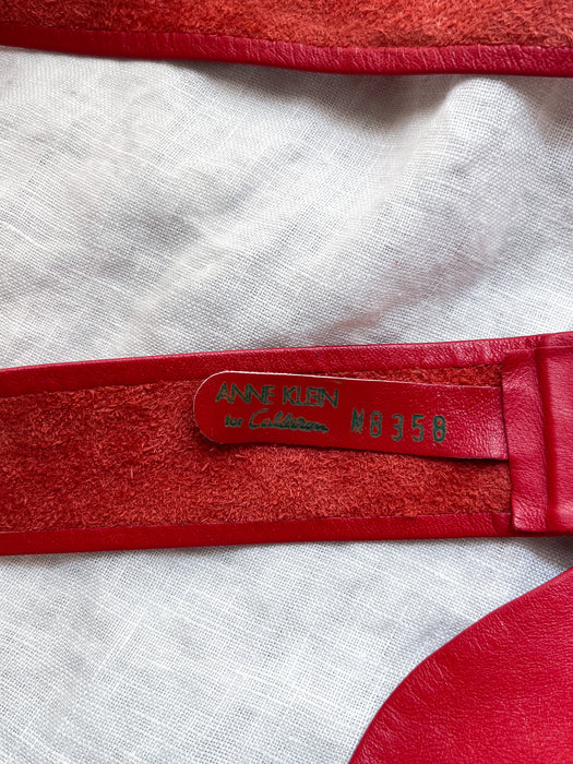 Coolest 1980's Anne Klein Red Leather Belt / M/L