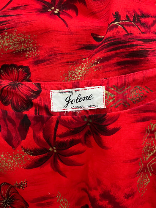 Vintage 1960's Red Hot Hawaiian Shift Dress by Jolene / S