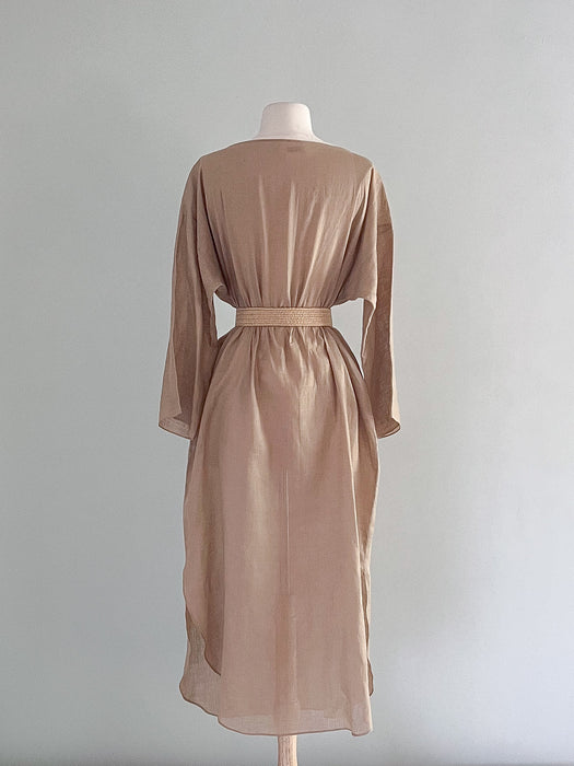 Chic 1980's Pure Linen Minimalist Tunic Dress / Sz M/L