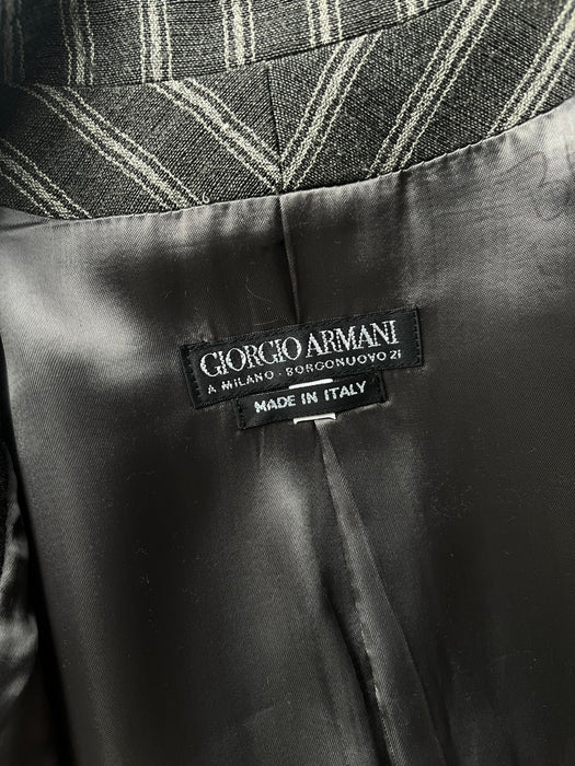 Vintage Early  1990's Charcoal Pinstripe Dress Suit by Giorgio Armani / M