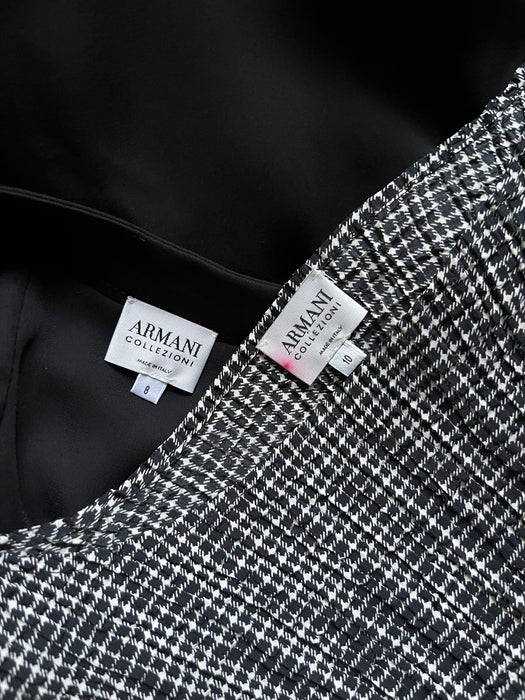 Vintage 1990's Black & Ivory Pleated Two Piece Ensemble by Giorgio Armani / M