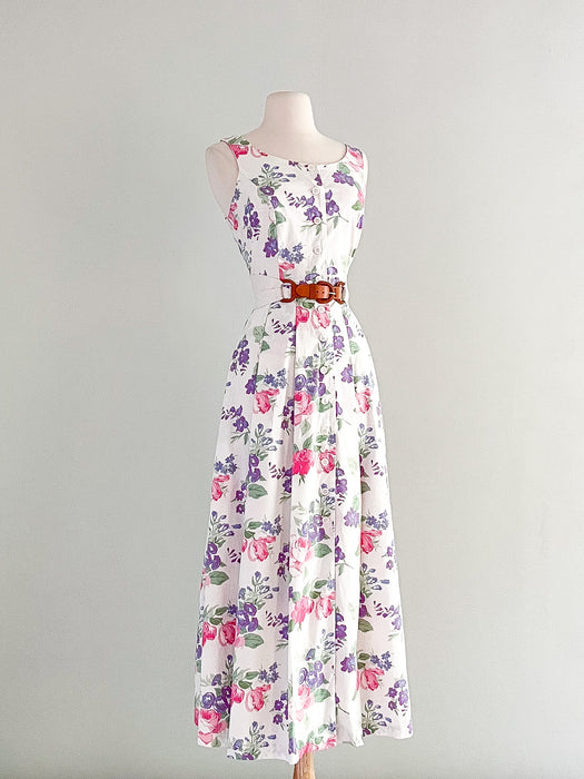 Sweetest 1980's Chadwicks Rose Printed Sundress / Sz M/L